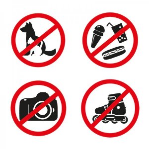 Наклейки запрещающие знаки «Набор наклеек 4 шт. мини- d 9 см» 200х200 мм REXANT, стоимость за 1 штуку (10шт)