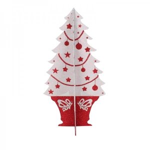 Елочка складная 3D, 56*30 см, красно-белая