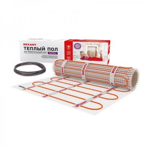 Теплый пол (нагревательный мат) REXANT Extra, площадь  1,0 м2 (0,5 х 2,0 метра), 160Вт, (двух жильный)