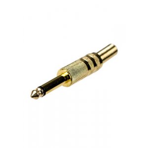 1-104G, штекер аудио 6.35мм моно металл на кабель "позолоченный"