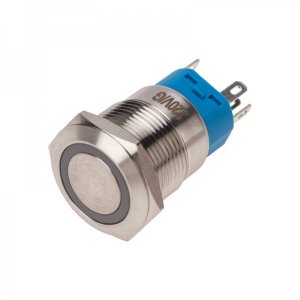 Кнопка  антивандальная Ø19 250В Фикс (5с) ON-OFF/OFF-ON подсв/зеленая  REXANT