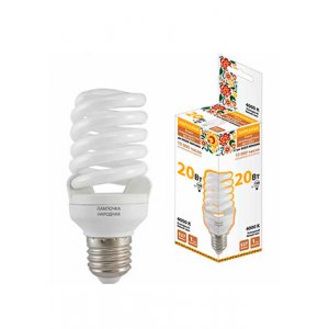 SQ0347-0011, Лампа люминесцентная НЛ-FSТ2-20 Вт-4000 К Е27 (48х115 мм)