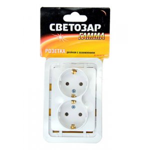 SV-54107-W, розетка двойная с заземлением 16А 250В