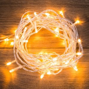 ТВИНКЛ 6 м, прозрачный ПВХ, 40 LED Теплый Белый, не соединяется
