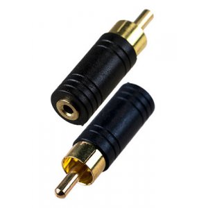 2-197G, переходник RCA штекер - 2.5мм гнездо стерео пластик "позолоченный"