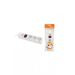 У03В-USB, удлинитель 3 гнезда +  2хUSB, 1.5м выкл, з/к 16А/250В SQ1303-0301