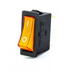 A21B1S11, Выключатель в чёрном корпусе жёлтая клавиша с подсветкой 1НО