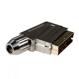 1-343G, разъем SCART штекер пластик металлизированный "позол." на каб.