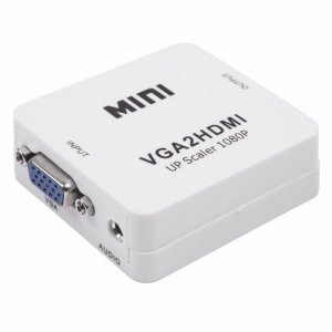 Конвертер VGA + Стерео 3,5 мм на HDMI, пластик, белый  REXANT