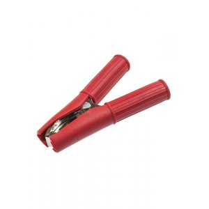 16-0016 красный, зажим крокодил 75мм в изоляторе 30А красный