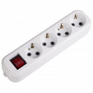 Колодка 4 гнезда с кнопкой c заземлением Rexant На экспорт не продавать!!!