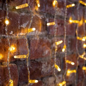 ДОЖДЬ (занавес) 2х1,5м, прозрачный ПВХ, мерцающий "Flashing", 360 LED ТЕПЛЫЙ БЕЛЫЙ