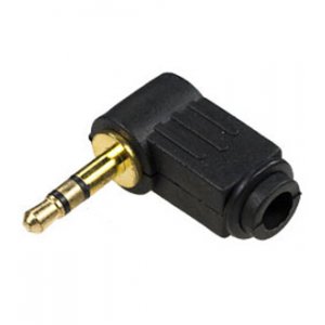 1-055G, штекер аудио 3.5мм стерео угловой пластик на кабель  "позолоченный"