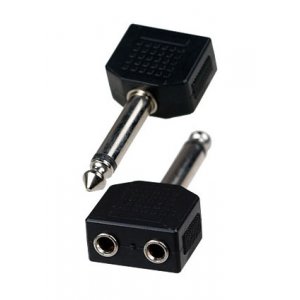 2-130 (NP-578A), переходник 6.35мм штекер моно-2 x 3.5мм гнездо моно пластик