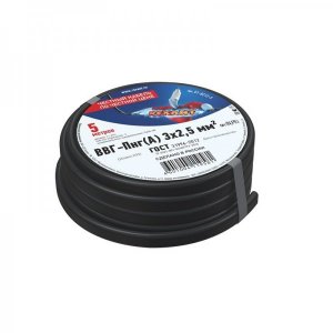Кабель ВВГ-Пнг(А) 3x2,5 мм², длина  5 метров, ГОСТ  REXANT