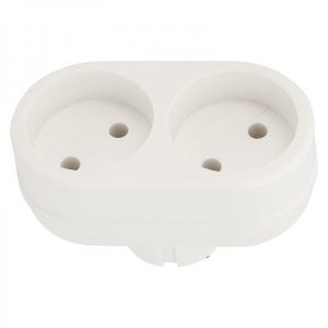 Двойник электрический , 6-10 А, без заземления, белый REXANT