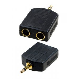 2-110G, переходник 3.5мм штекер моно - 2 x 6.35мм гнездомоно пластик "позол."