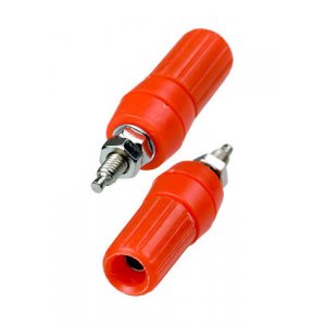 1-656, гнездо банан 45мм пластик на корпус с шайбой красный