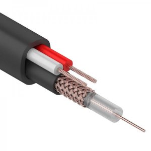 Кабeль KBK-П-1,5 +2x0,75мм², (Cu/Cu), черный, ø6,5 мм (бухта 200м) (одножильный РК 75-1,5)  REXANT