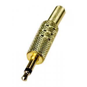 1-044G, штекер аудио 3.5мм моно металл  на кабель "позолоченный"