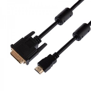 Шнур HDMI - DVI-D с фильтрами, длина 3 метра (GOLD) (PE пакет)  REXANT