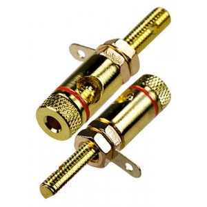 1-671G(LSTGB), гнездо банан 48мм металл на корпус красный кабель до 10мм