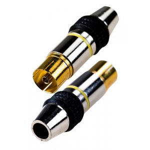 4-015G, разъем телевизионный "гн" металл "позолоченный" на каб. винт