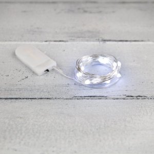 Гирлянда «Роса» с крупными каплями 2 м, 20 LED, белое свечение, 2хCR2032 в комплекте, тонкий батарейный блок