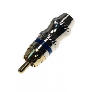 1-262G BLUE, штекер RCA металл на кабель синий "позолоченный"