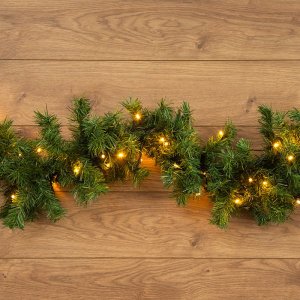 Еловый шлейф 2,7 м Теплое белое свечение 80 LED диаметр 26 см с эффектом мерцания