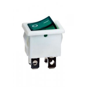 R19-20IWGNBT2-G, переключатель клавишный ON-OFF 250В 6A белый с зеленой подсветкой (аналог B1151W)