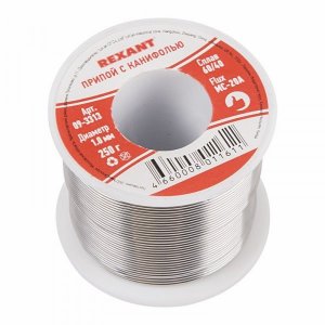 Припой с канифолью REXANT, 250 г, Ø1.0 мм, (олово 60%, свинец 40%), катушка