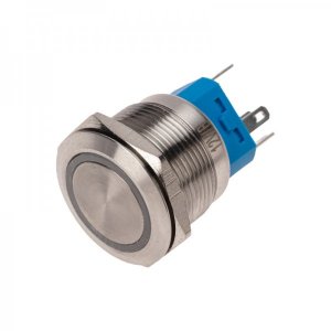 Кнопка  антивандальная Ø22 12В Б/Фикс (6с) (ON)-OFF/(OFF)-ON подсв/синяя  REXANT