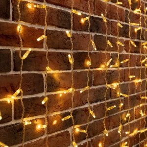 ДОЖДЬ (занавес) 2х6м, прозрачный ПВХ, 1140 LED ТЕПЛЫЙ БЕЛЫЙ ( партия 2020 - 768 LED)