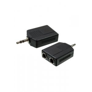 2-111(NP-577B), переходник 3.5мм штекерстерео - 2 x 6.35ммгнездо стерео плас.