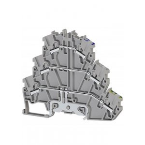 PYK2,5-2FT (серый), 307189 Клеммник пруж.быстрозажимной (Push in) 2-хярусный, с контактами на DIN-ре