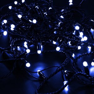 НИТЬ 10м, черный ПВХ, 100 LED Синие, соединяется, 230В (нужен шнур питания 303-500/303-500-1