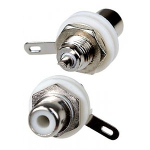 1-291 WT, гнездо RCA металл с изолятором на корпус белый