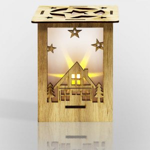 Деревянная фигурка с подсветкой "Волшебный фонарик" 13,8*11*11 см