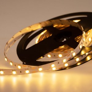 LED лента 12В, 10мм, IP23, SMD 5050, 60 LED/m, 12V, ТЕПЛЫЙ БЕЛЫЙ (3000 K) (катушка 5 метров)