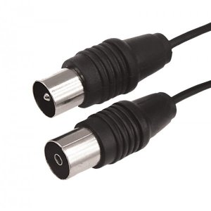 ВЧ кабель, ТВ гнездо - ТВ штекер, длина  7 метров, чeрный (тонкий кабель)  REXANT