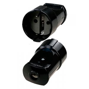 А1020, штепсельное гнездо с заземлением 16А 250В черное