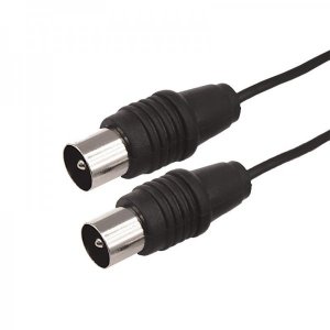 ВЧ кабель ТВ штекер - ТВ штекер, длина 20 метров, черный (тонкий кабель)  REXANT