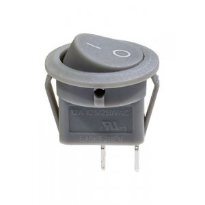 777 ПЕРЕКЛЮЧАТЕЛЬ 2 КОНТ. 250В/12.0А СЕРЫЙ (768-1)  КРУГЛЫЙ