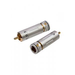 1-222G BLACK, штекер RCA металл бронза цанга на кабель d до 9.0мм,черный "позолоченный"