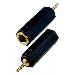 2-021G, переходник 2.5мм штекер стерео - 6.35мм гнездо стерео плас."позол."