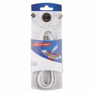 Шнур шт. TV  - гн. TV  1.5М,  белый  REXANT