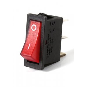 A21B1K11, Выключатель в чёрном корпусе красная клавиша с подсветкой 1НО