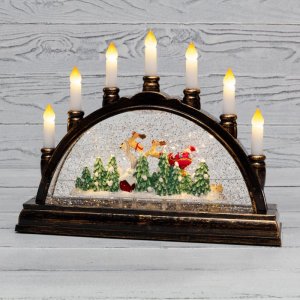 Декоративный светильник «Подсвечник» с эффектом снегопада и подсветкой