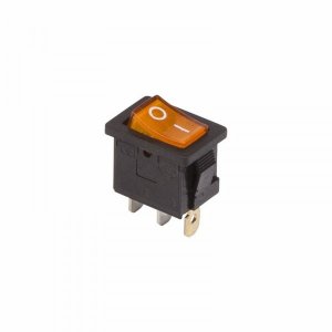 Выключатель клавишный 250V 6А (3с) ON-OFF желтый  с подсветкой  Mini  (RWB-206, SC-768)  REXANT